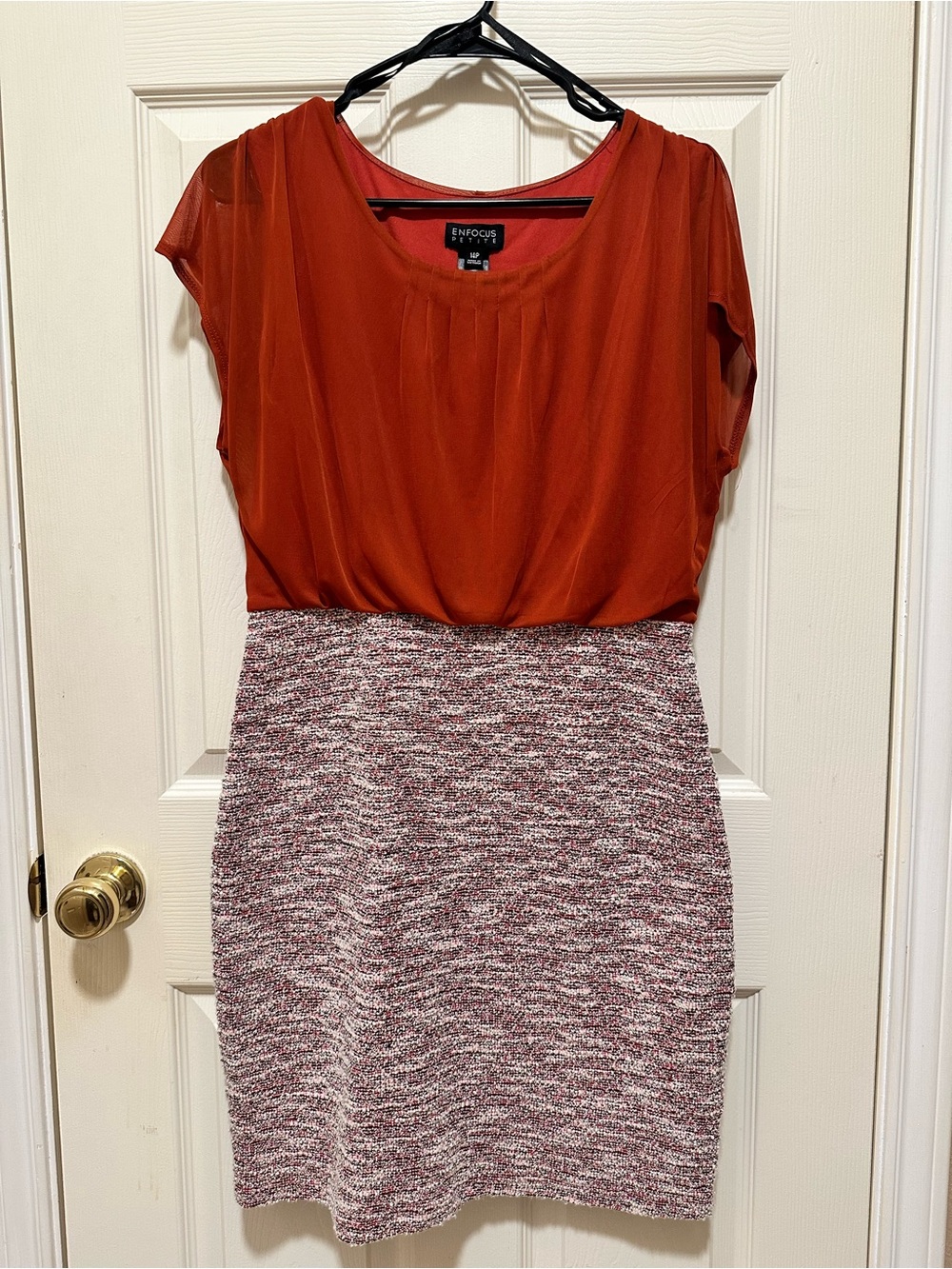 Enfocus Studio Petite Vibrant Orange Pleated Top